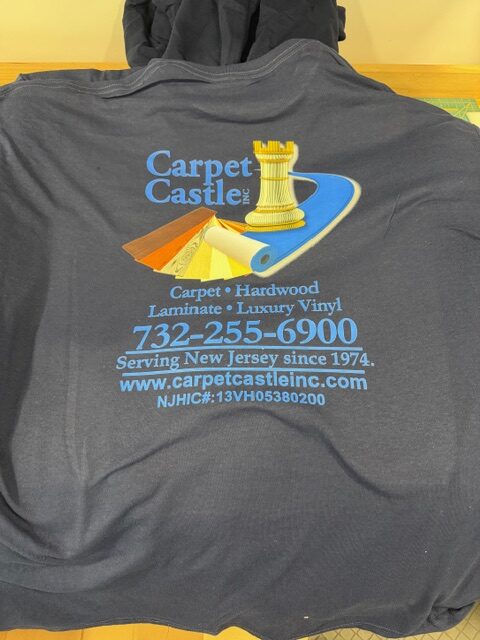 DTF printed branded shirts for Carpet Castle