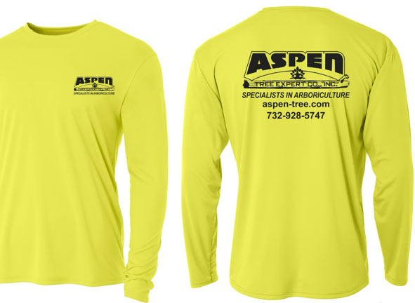 Screen printed shirt proof for Aspen Tree Experts