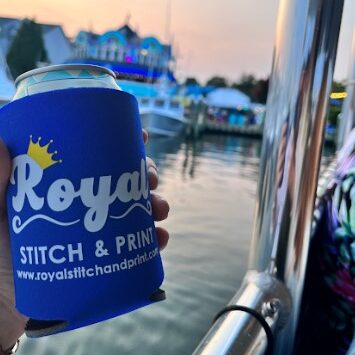 Drink coozy printed with a company logo