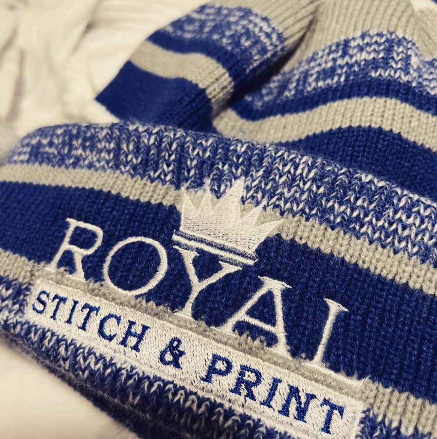 Company logo embroidered onto a hat